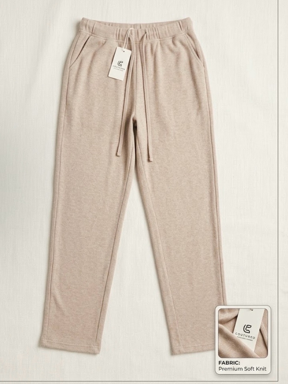 NWT Comfy Luxe Women's Tan Knit Lounge Pants - Size S/M